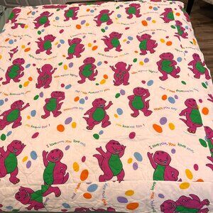 Vintage Barney Comforter Hand Made Toddler Bedding